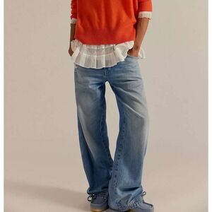 Free People We The Free Dont Wait Up Boyfriend Jeans Late Night Blue Size 30 NWT